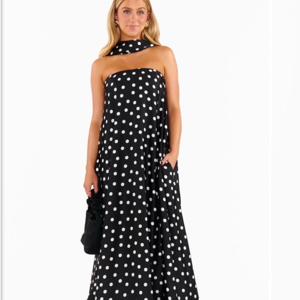 Show Me Your MuMu Tinsley Strapless Black and White Polka Dot Dress
